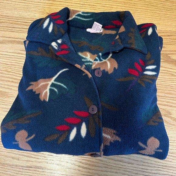 Vintage 1990s Leaves Leaf Fleece Fall Button Sweater / size Xl- A1 - Picture 11 of 11